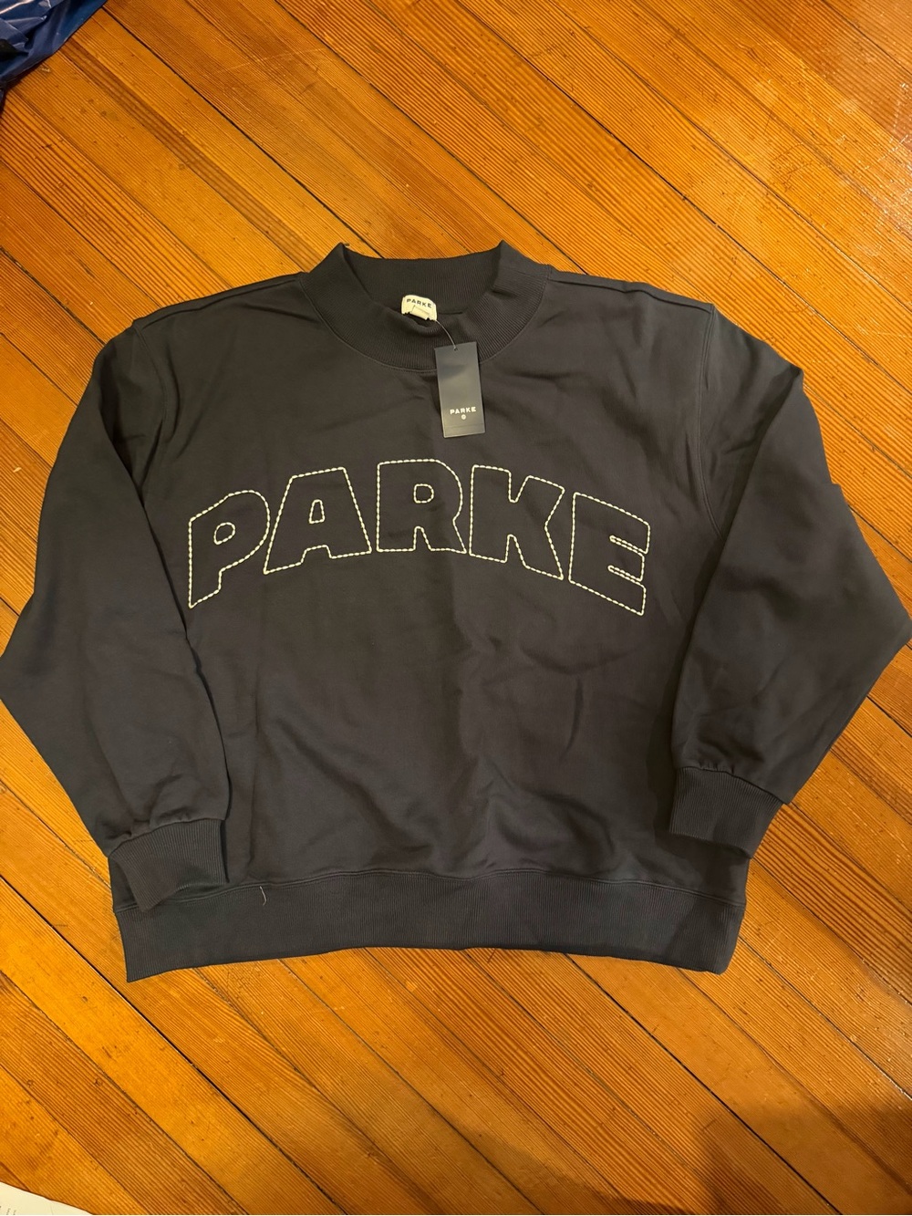 Target x Parke Navy Crewneck Sweatshirt with Stitched Logo - L/XL NWT